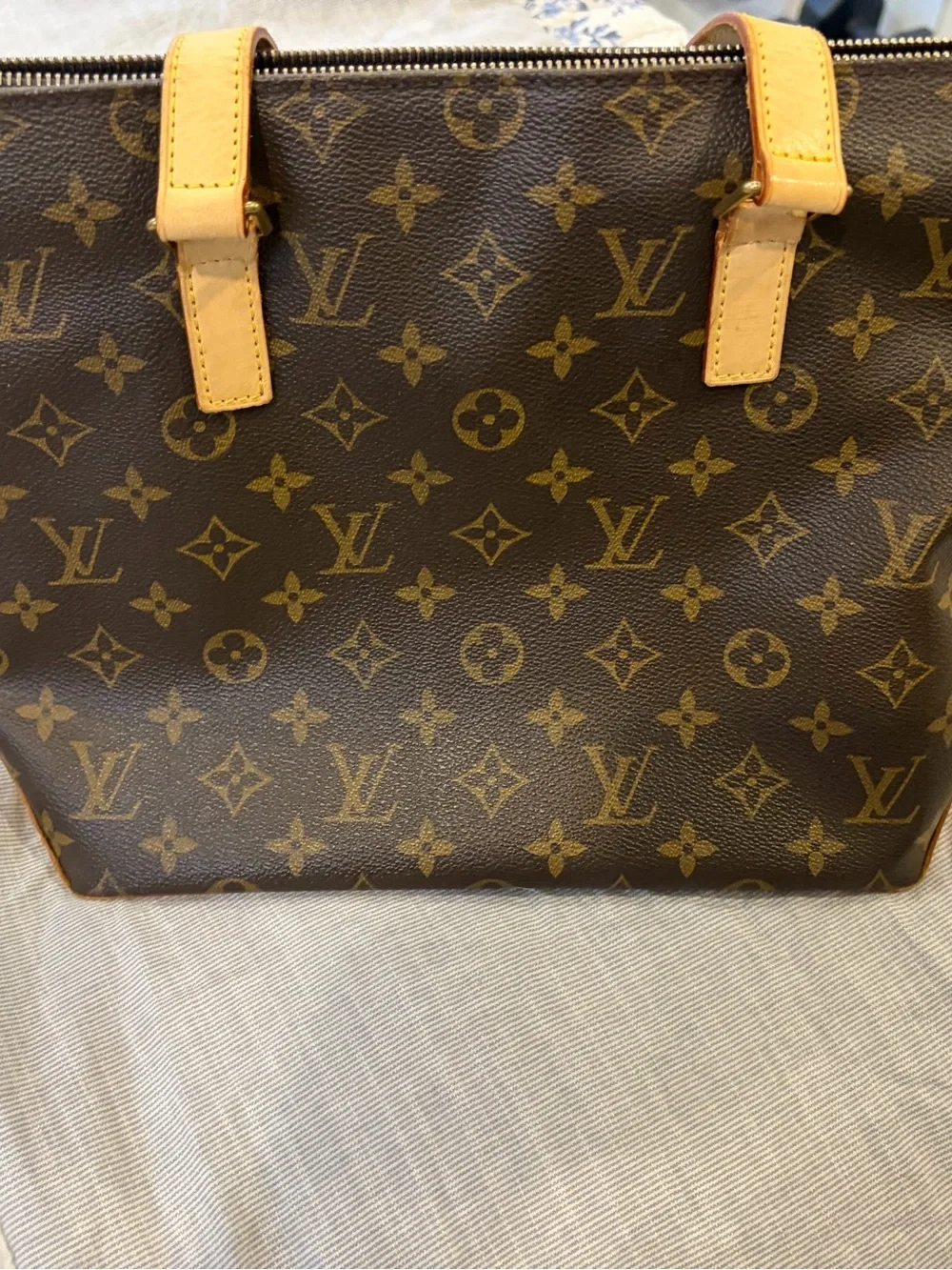 Louis Vuitton Brown Leather Shoulder Bag with Gold Hardware